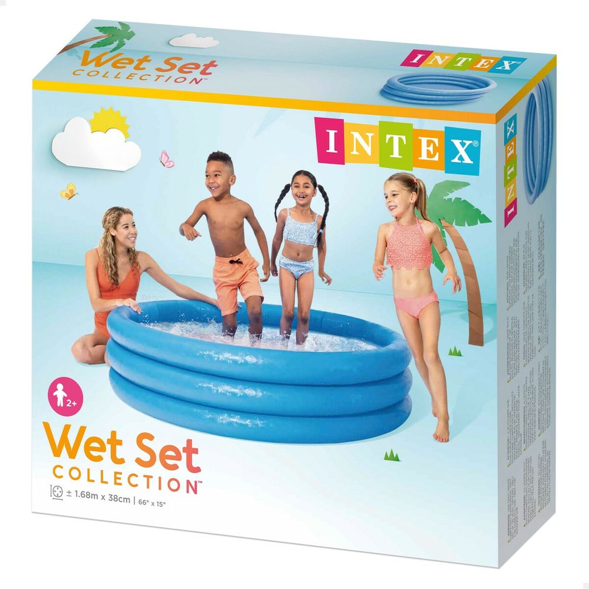 Uppblåsbar plaskpool för barn Intex Blå Ringar 581 L 168 x 40 cm (6 antal) - 2