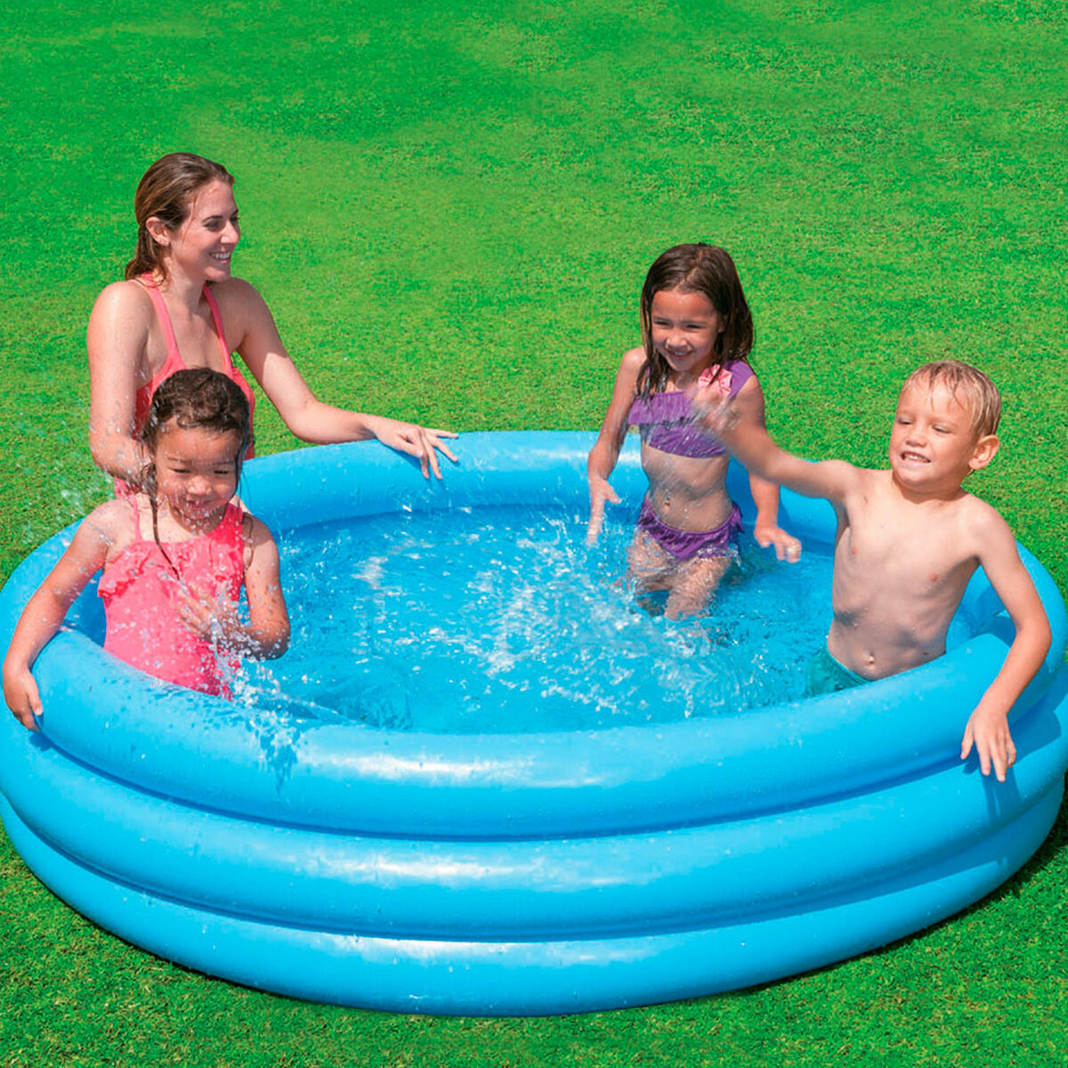 Uppblåsbar plaskpool för barn Intex Blå Ringar 581 L 168 x 40 cm (6 antal) - 7