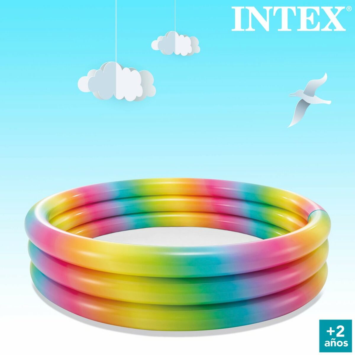 Uppblåsbar plaskpool för barn Intex Multicolour Ringar 581 L 168 x 38 x 168 cm (6 antal) - 15