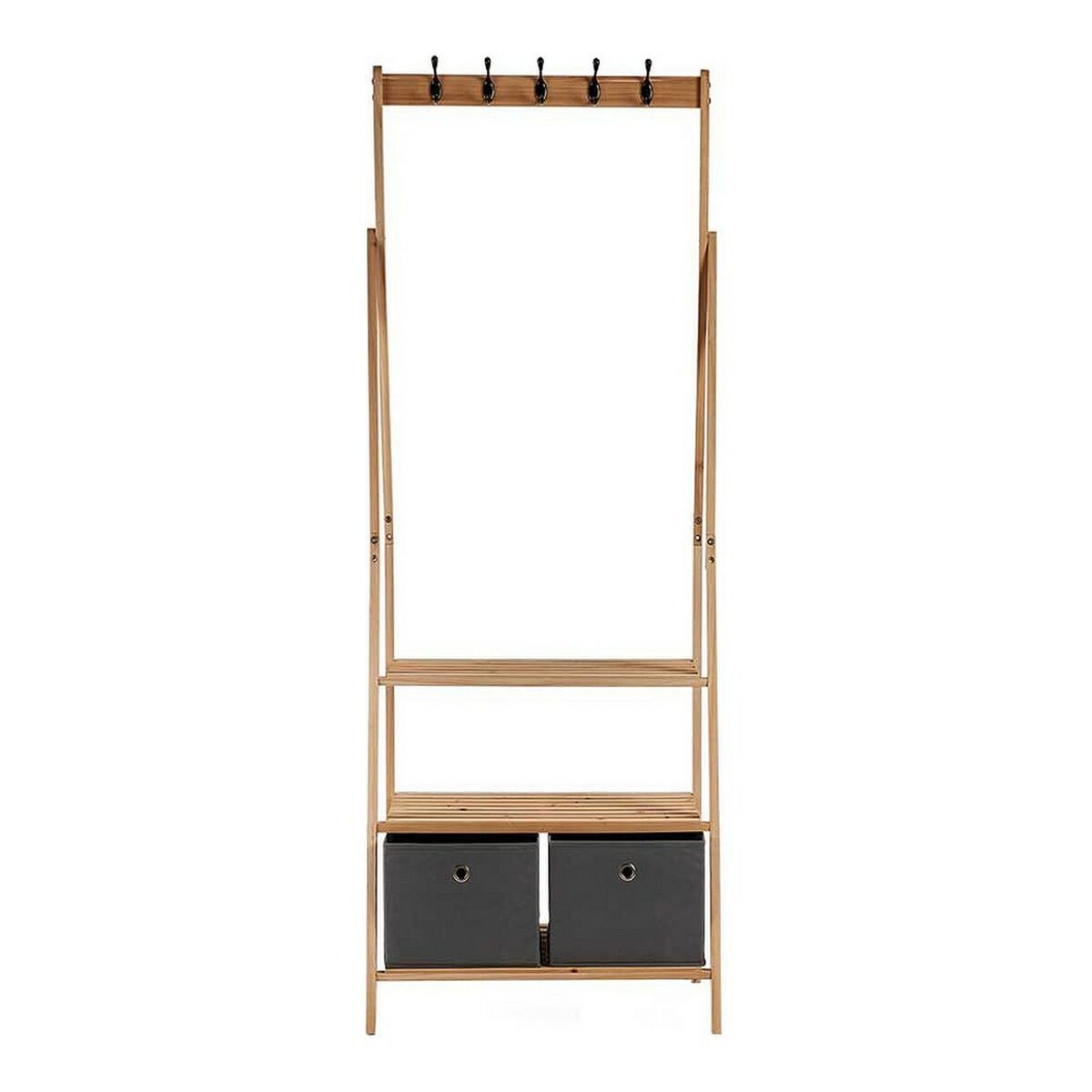 Klädhängare Kipit Brun Grå Trä Tyg 40,5 x 175 x 67 cm