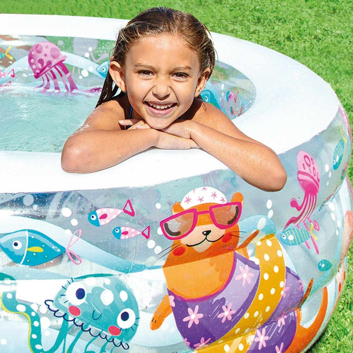 Uppblåsbar plaskpool för barn Intex Vattumannen 360 L 152 x 56 x 152 cm (3 antal) - 13