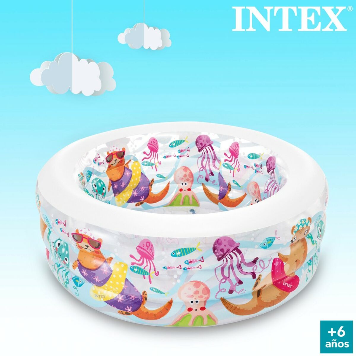 Uppblåsbar plaskpool för barn Intex Vattumannen 360 L 152 x 56 x 152 cm (3 antal) - 10