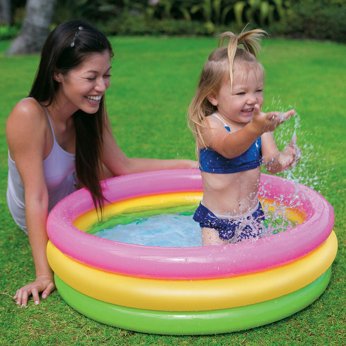 Uppblåsbar plaskpool för barn Intex Sunset Ringar 68 L 86 x 25 x 86 cm (6 antal) - 11