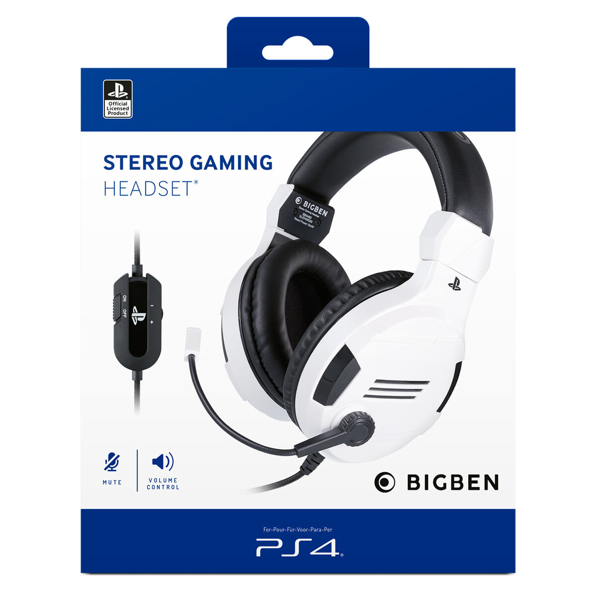 Spelhörlurar med mikrofon Big Ben Interactive PS4OFHEADSETV3WHITE Vit Svart/Vit - 5