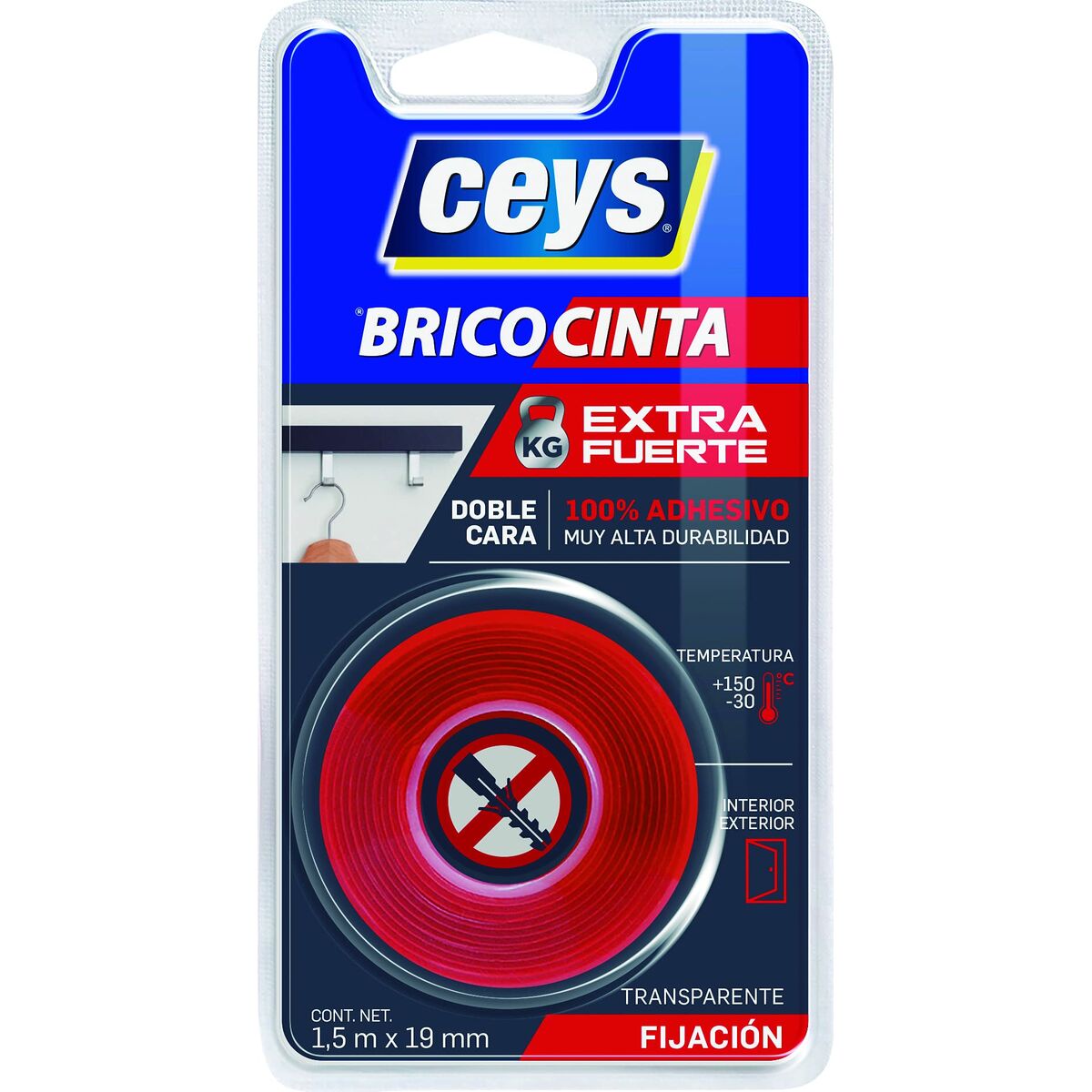 Dubbelsidig Tejp Ceys 1,5 m Transparent - 2