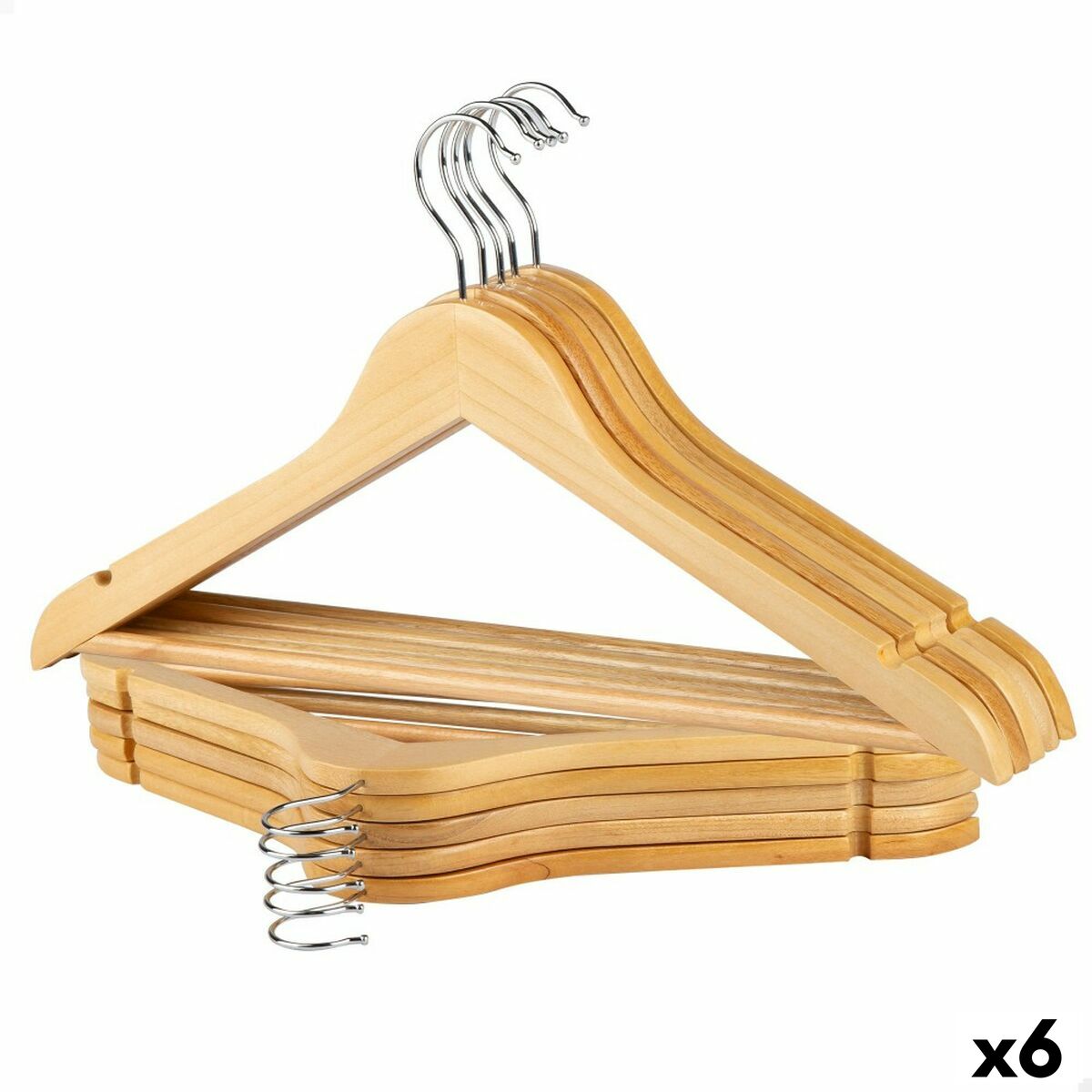 Klädhängarset Max Home Naturell Trä Stål 44,5 x 23 x 1 cm 10 Delar (6 antal) - 16