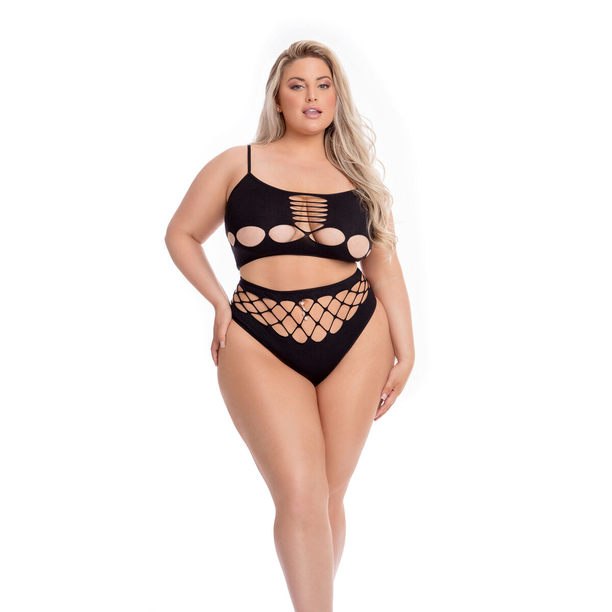 Set med underkläder Pink Lipstick Svart (XL)