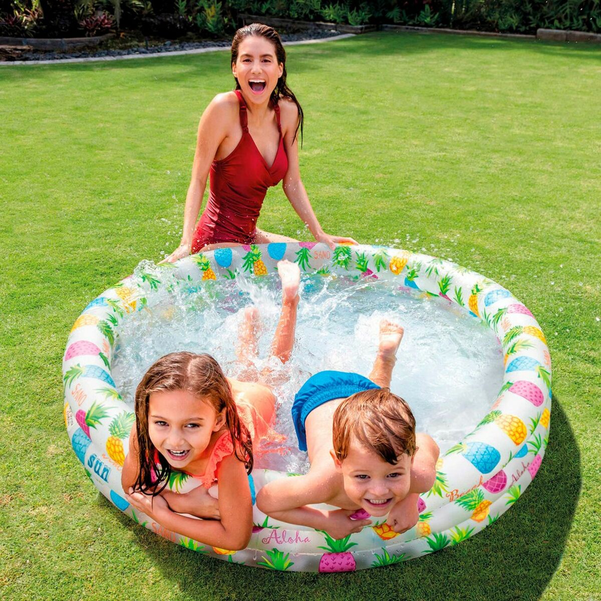 Uppblåsbar plaskpool för barn Intex Ananas Ringar 248 L 132 x 28 x 132 cm (12 antal) - 12
