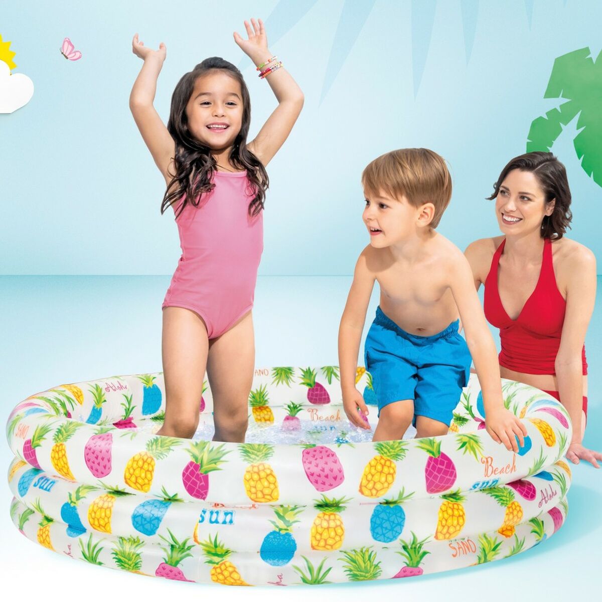 Uppblåsbar plaskpool för barn Intex Ananas Ringar 248 L 132 x 28 x 132 cm (12 antal) - 7