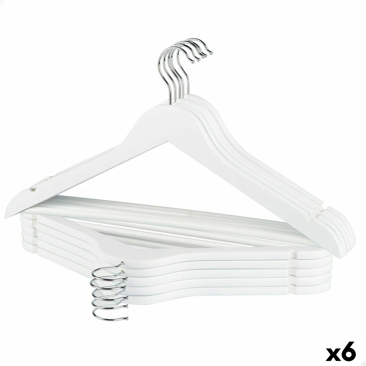 Klädhängarset Max Home Vit Trä Stål 44,5 x 23 x 1 cm 10 Delar (6 antal) - 16