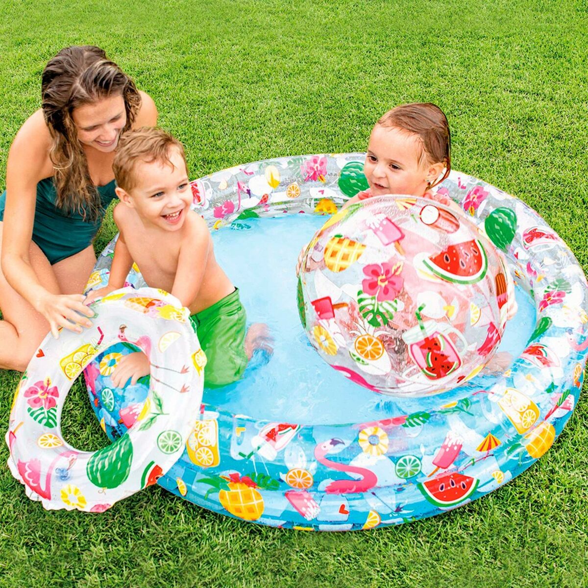 Uppblåsbar plaskpool för barn Intex Tropiskt Ringar 150 l 122 x 25 cm (12 antal) - 14