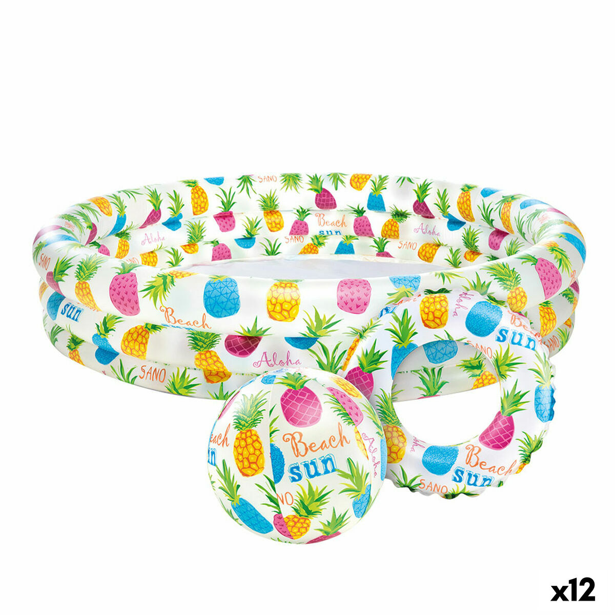 Uppblåsbar plaskpool för barn Intex Ananas Ringar 248 L 132 x 28 x 132 cm (12 antal) - 5