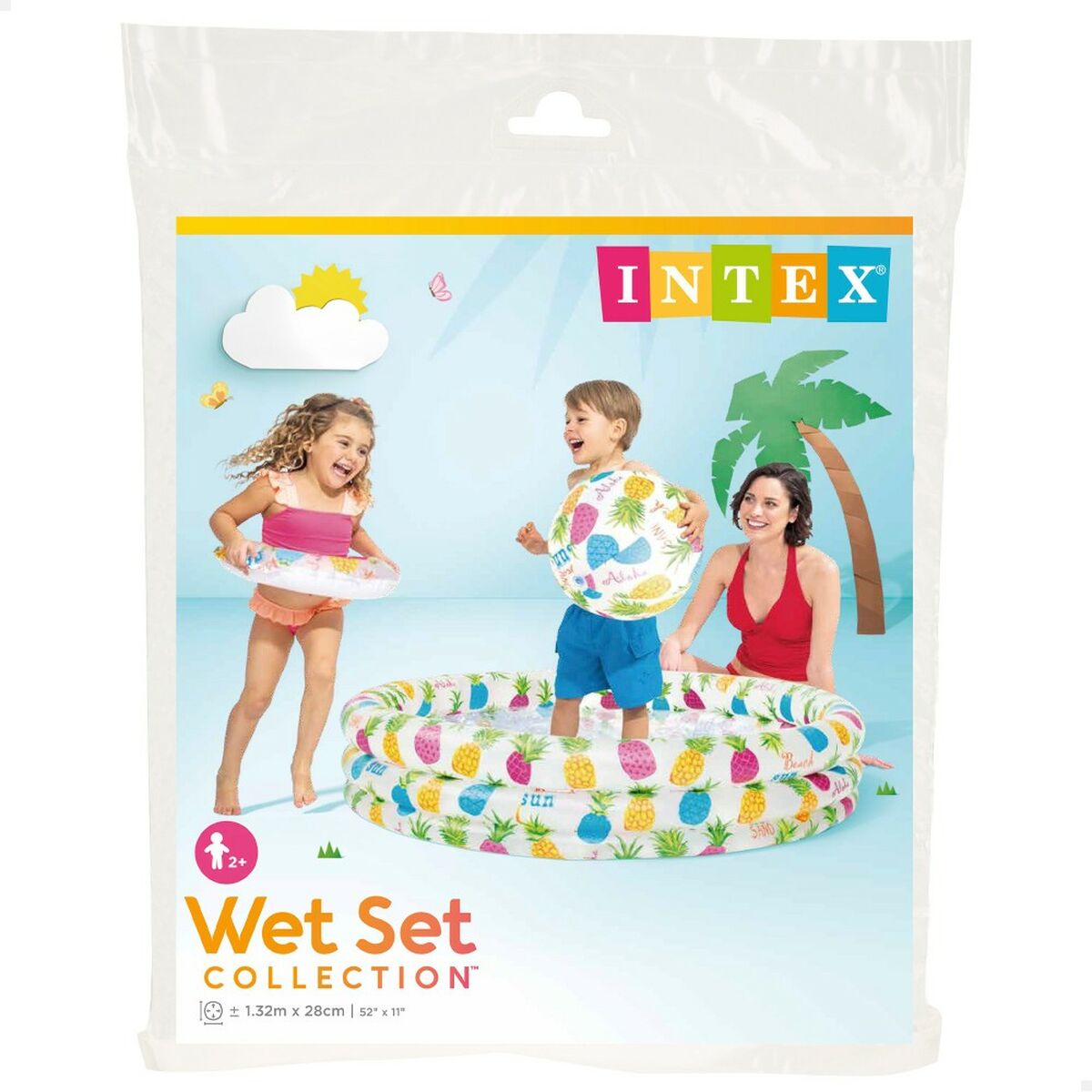 Uppblåsbar plaskpool för barn Intex Ananas Ringar 248 L 132 x 28 x 132 cm (12 antal) - 8