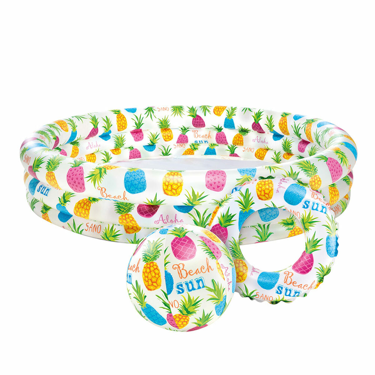 Uppblåsbar plaskpool för barn Intex Ananas Ringar 248 L 132 x 28 x 132 cm (12 antal) - 6