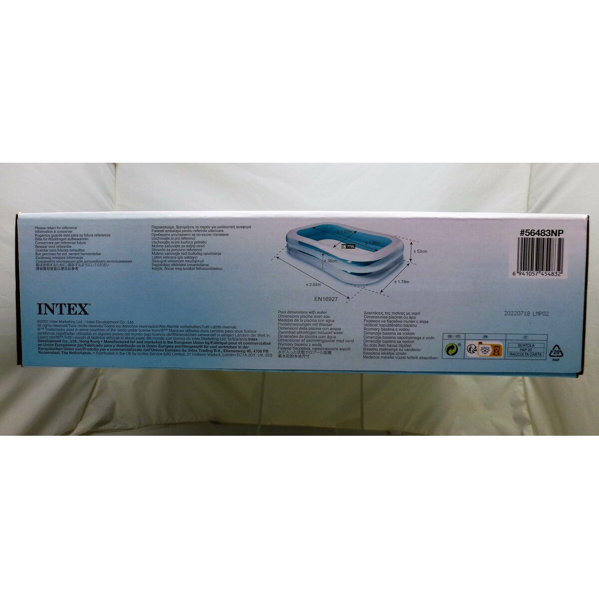 Upplåsbar bassäng Intex Vit/Grön 770 L 262 x 56 x 175 cm (2 antal) - 13