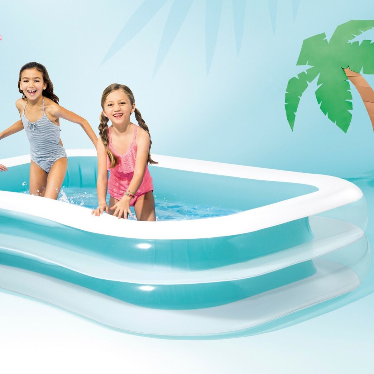 Upplåsbar bassäng Intex Vit/Grön 770 L 262 x 56 x 175 cm (2 antal) - 12