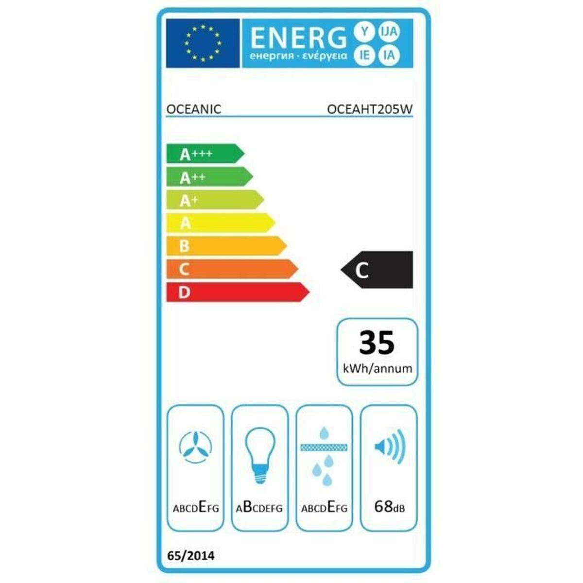 Konventionell fläkt Oceanic OCEAHT205W Vit 205 m3/h - 4