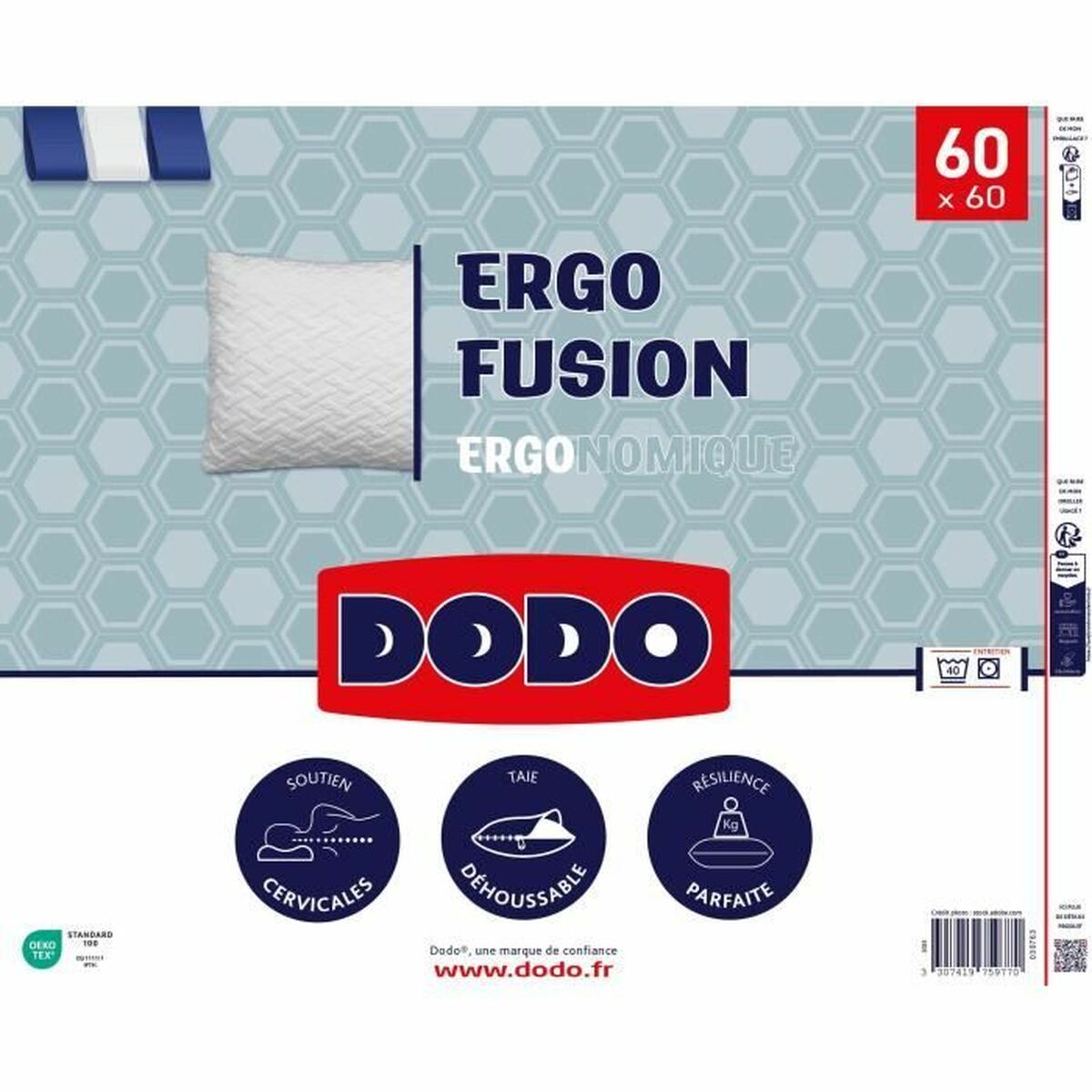 Kudden DODO ERGO FUSION Vit 60 x 60 cm