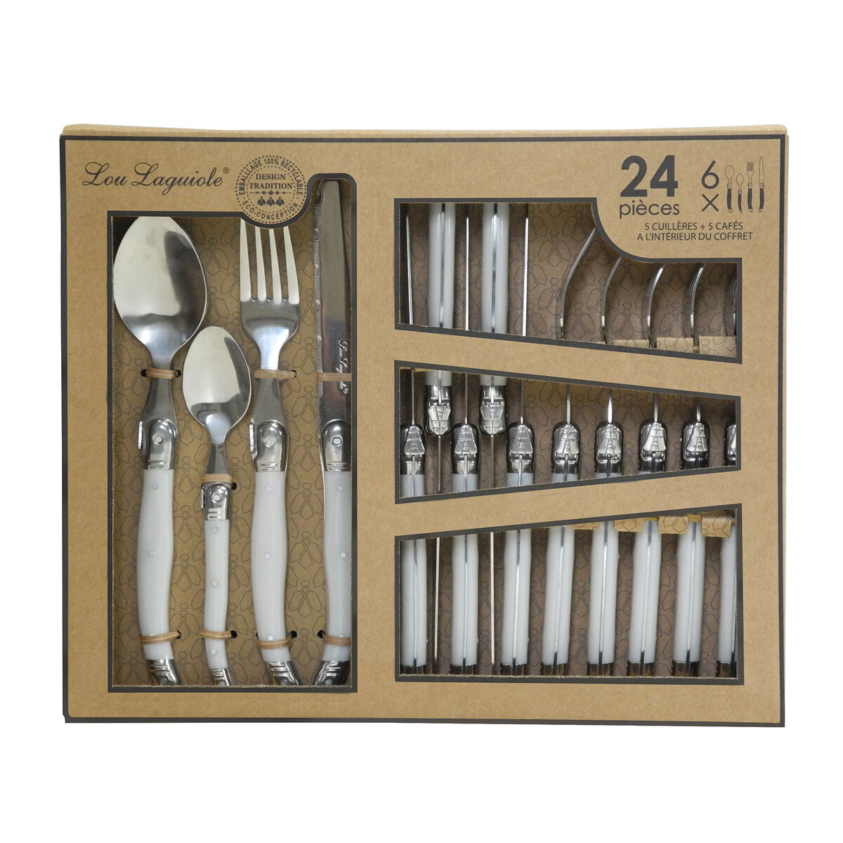 Bestickset Lou Laguiole Rustic 24 Delar Dvobarvna Metall - 2