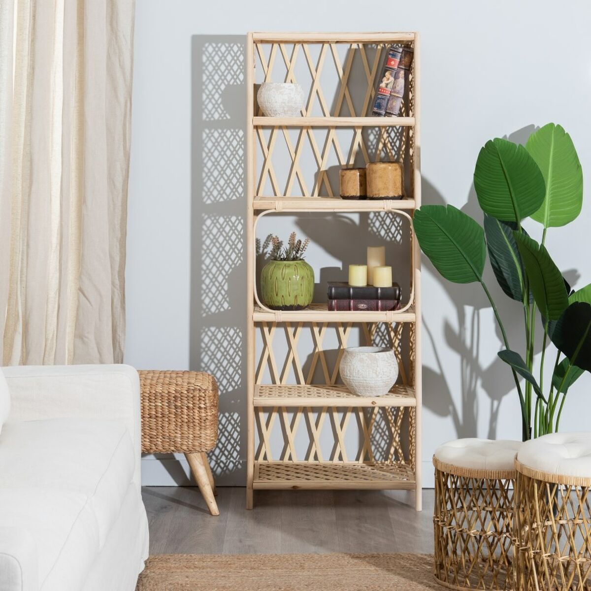 Bokhylla RATÁN 64 x 34,5 x 171 cm Naturell Bambu - 3