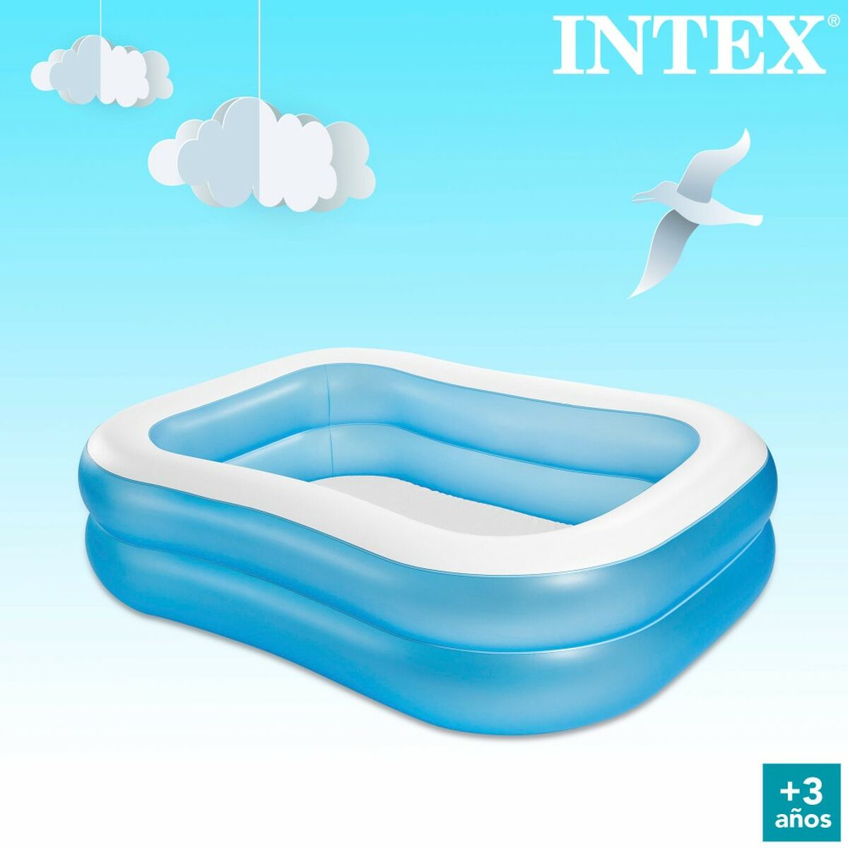 Upplåsbar bassäng Intex Blå Vit Blå/Vit 540 L 203 x 48 x 152 cm (3 antal) - 2