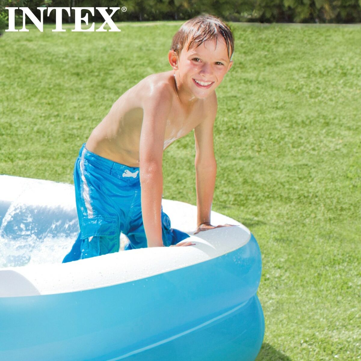 Upplåsbar bassäng Intex Blå Vit Blå/Vit 540 L 203 x 48 x 152 cm (3 antal) - 11
