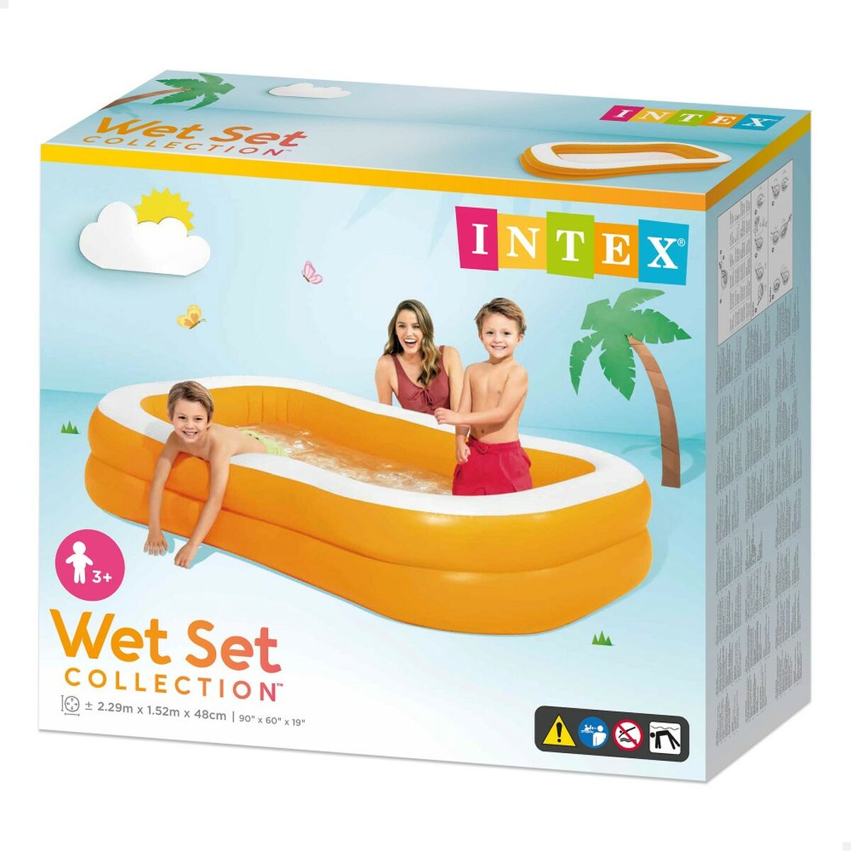Upplåsbar bassäng Intex Mandarin Orange 600 L 229 x 48 x 152 cm (3 antal) - 2