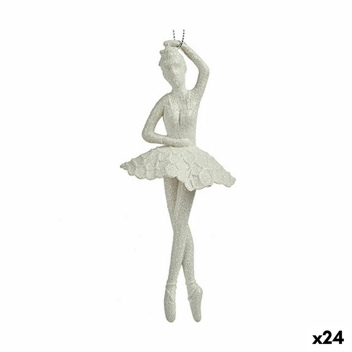 Julgranskula Ballerina Vit Plast Glitter 6,7 x 16 x 6,7 cm (24 antal) - 3