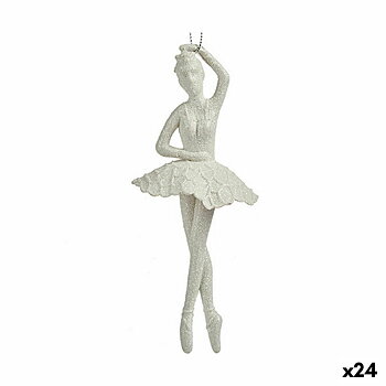 Julgranskula Ballerina Vit Plast Glitter 6,7 x 16 x 6,7 cm (24 antal)
