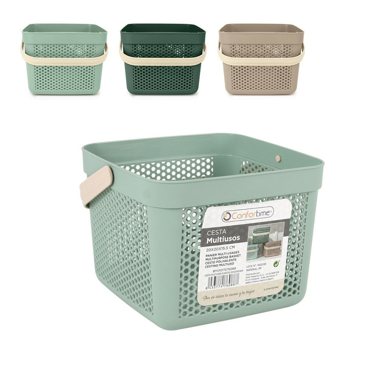 Multifunktionell korg Confortime Plast 5 L 20 x 20 x 15,5 cm (24 antal) - 4