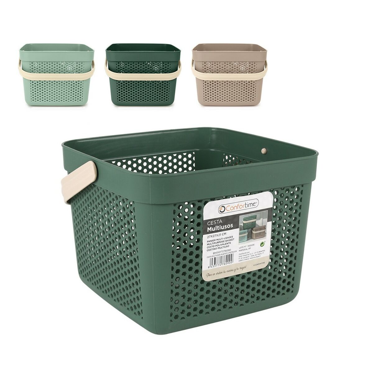 Multifunktionell korg Confortime Plast 12 L 27 x 27 x 21 cm (12 antal) - 2