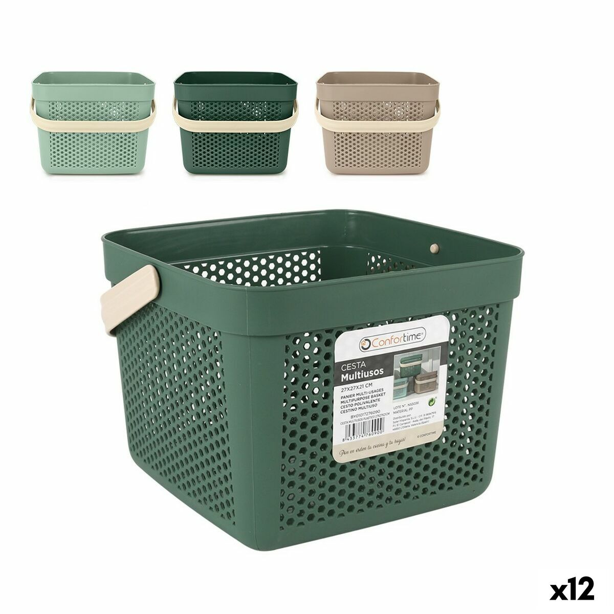 Multifunktionell korg Confortime Plast 12 L 27 x 27 x 21 cm (12 antal) - 3