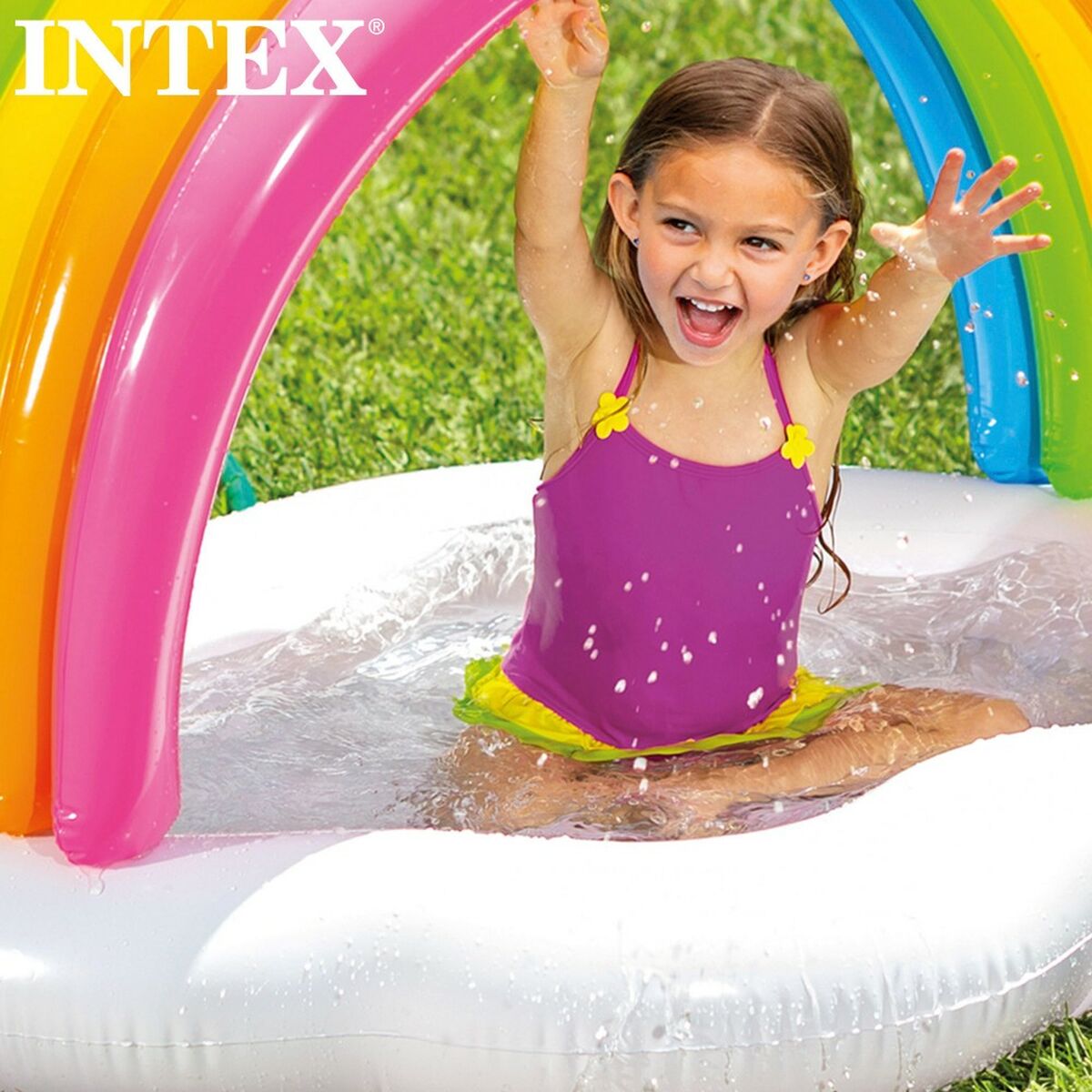 Uppblåsbar plaskpool för barn Intex Regnbåge 84 L 119 x 84 x 94 cm (6 antal) - 3