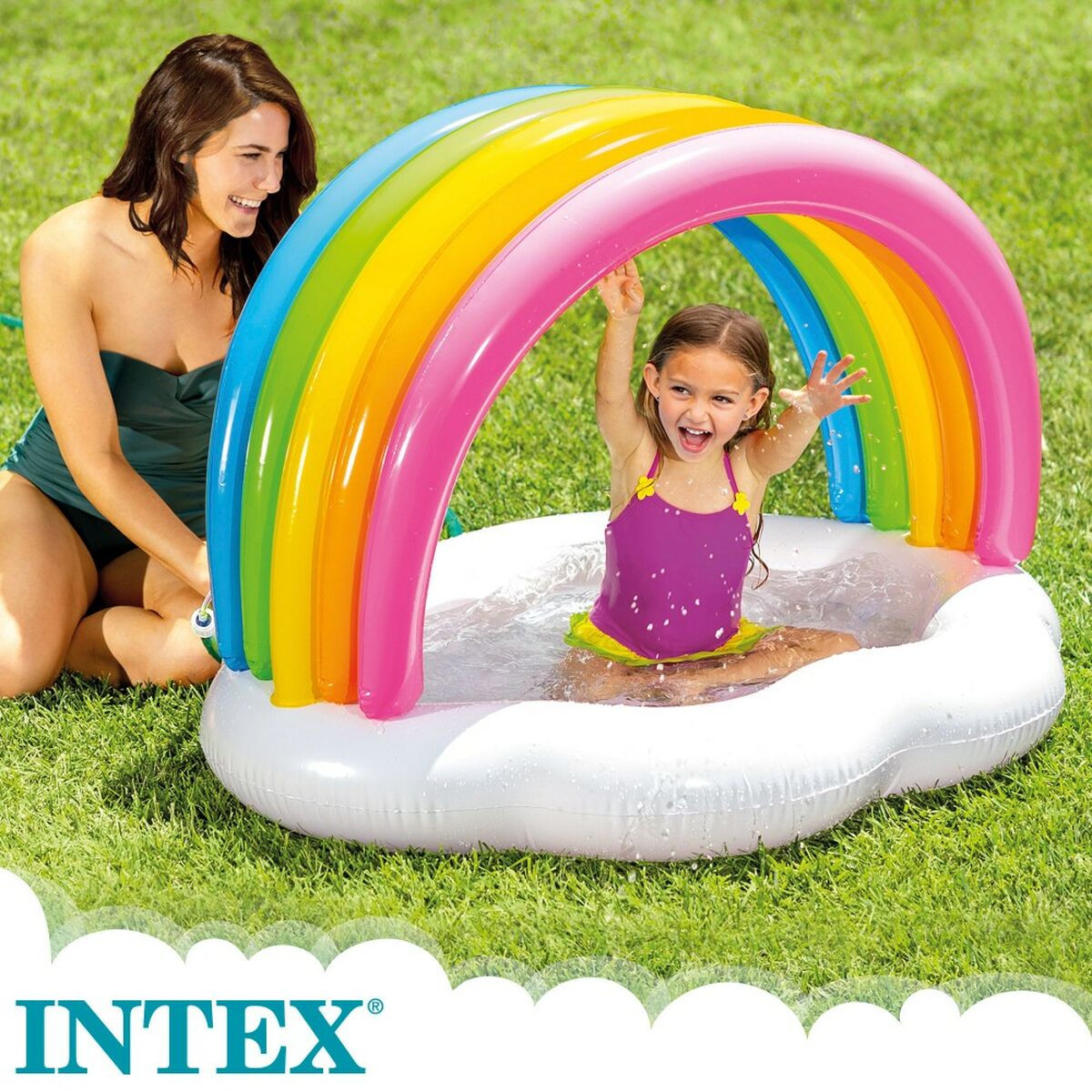 Uppblåsbar plaskpool för barn Intex Regnbåge 84 L 119 x 84 x 94 cm (6 antal) - 4