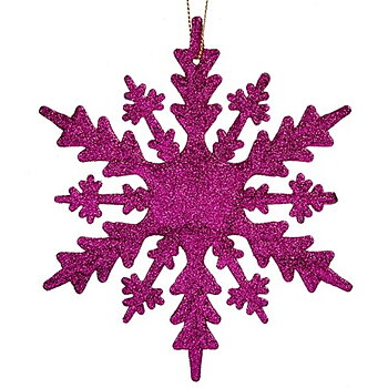 Julgranskula Krist+ Fuchsia Plast Glitter Snöflingor 15 x 15 x 0,2 cm (24 antal)