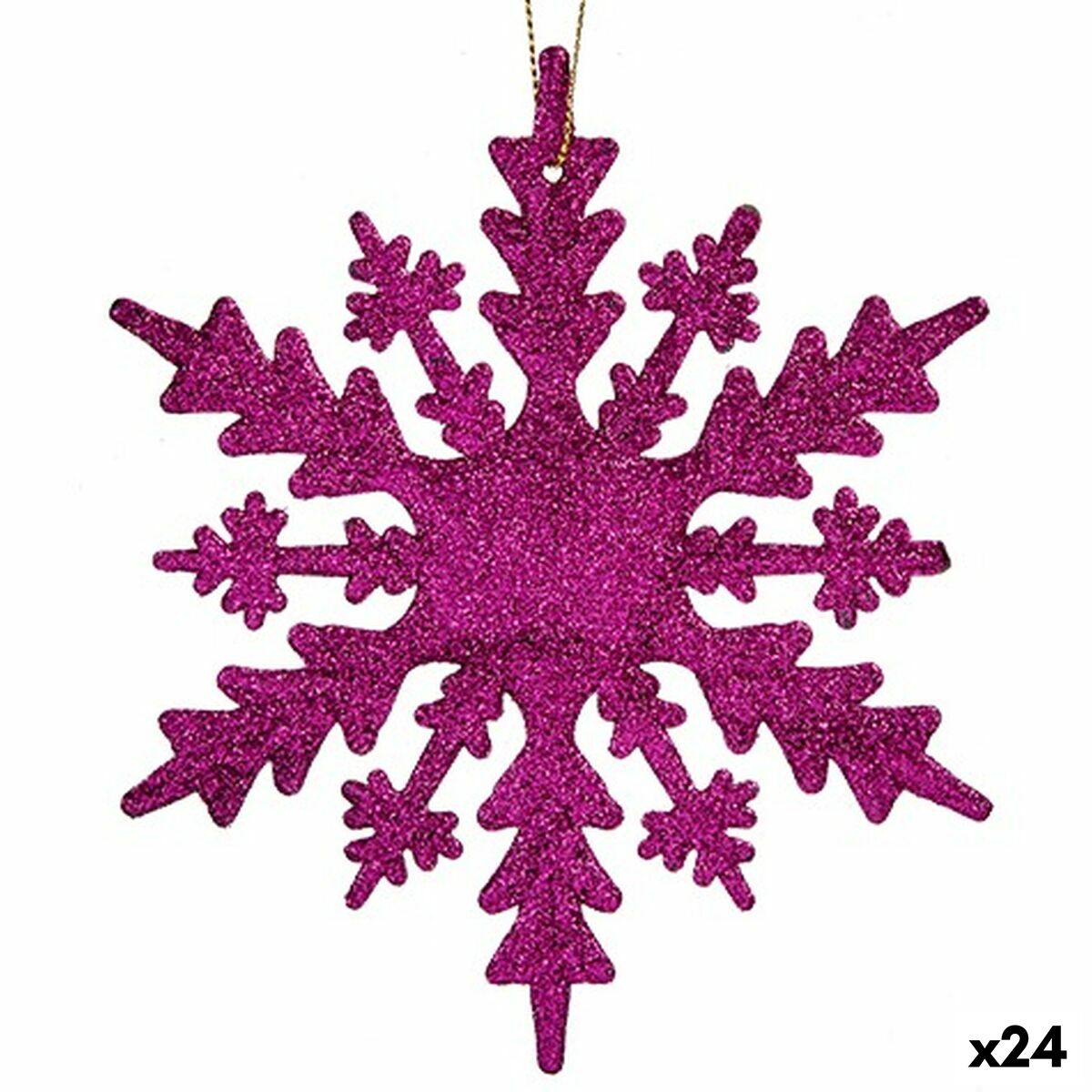 Julgranskula Krist+ Fuchsia Plast Glitter Snöflingor 15 x 15 x 0,2 cm (24 antal)