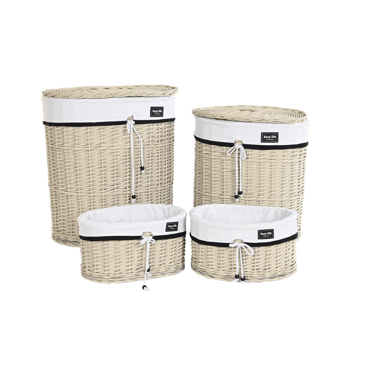 Korgset DKD Home Decor Vit Beige vide 51 x 38 x 58 cm
