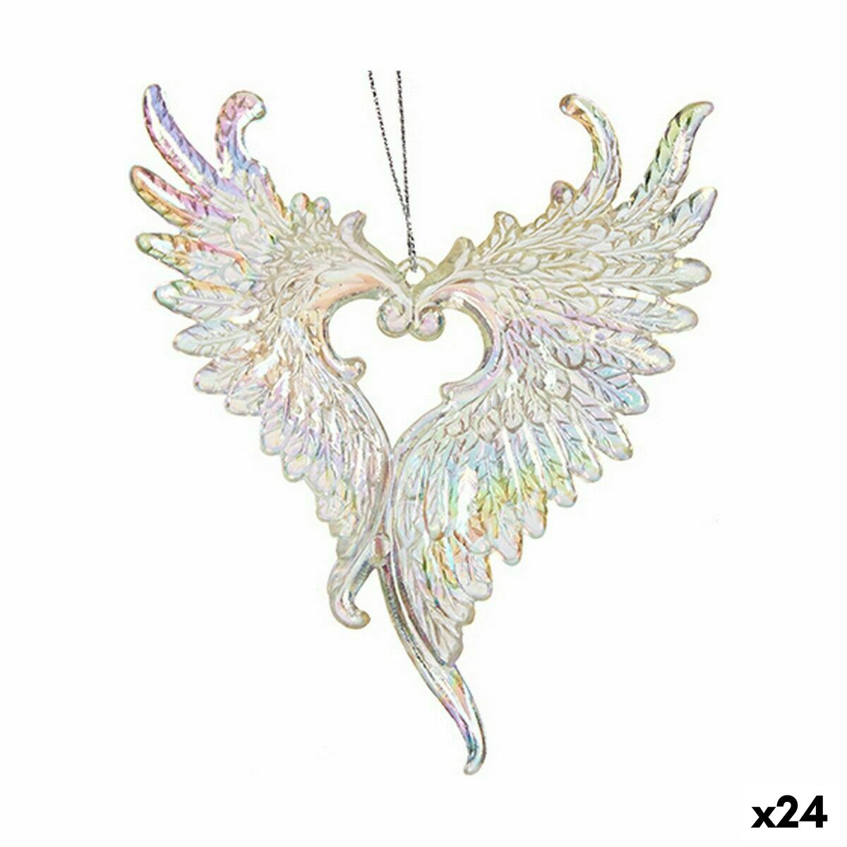 Julgranskula Krist+ Pärlemor Plast Glitter Änglavingar 12 x 13 x 2,5 cm (24 antal)