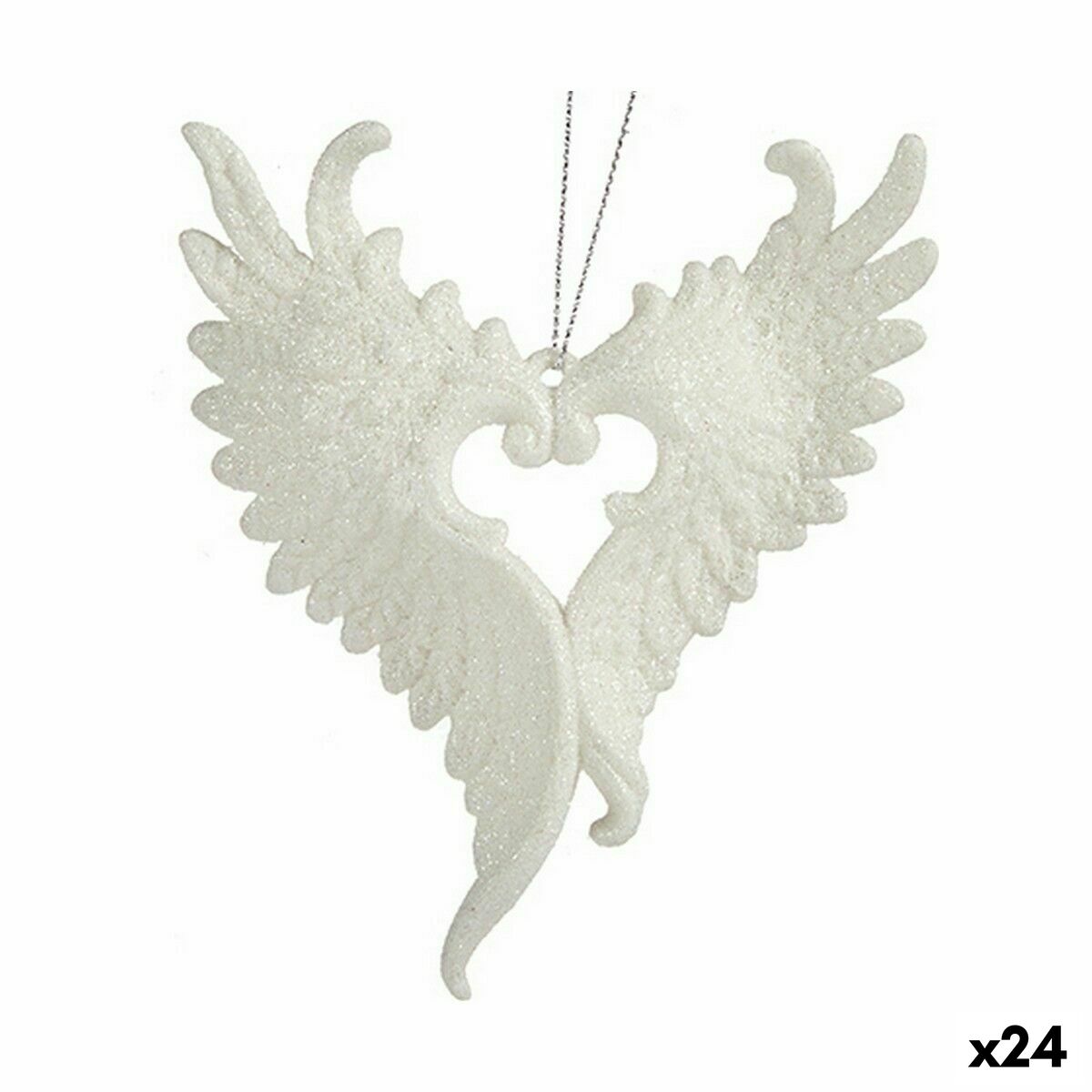 Julgranskula Krist+ Vit Plast Glitter Änglavingar 12 x 13 x 2,5 cm (24 antal)