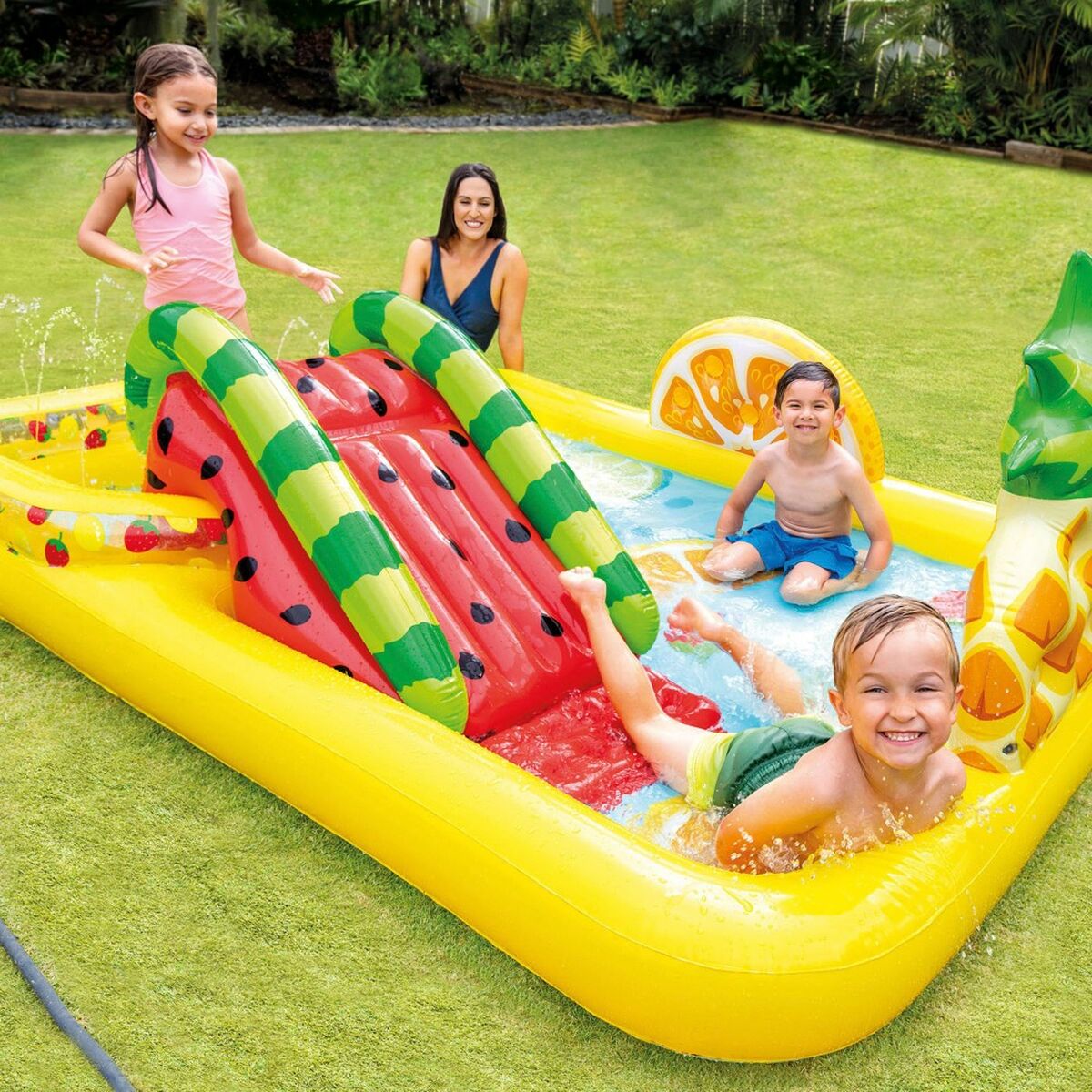 Uppblåsbar plaskpool för barn Intex 57158NP Frukter 244 x 191 x 91 cm Lekplats - 7