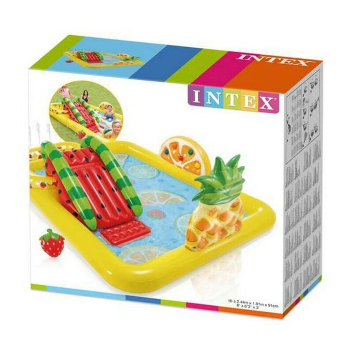 Uppblåsbar plaskpool för barn Intex 57158NP Frukter 244 x 191 x 91 cm Lekplats - 8