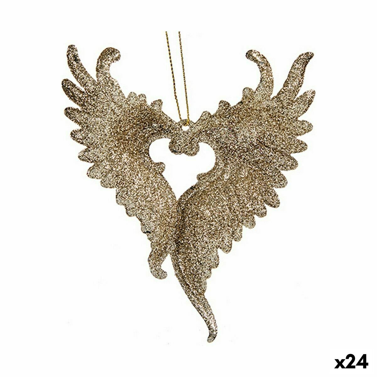 Julgranskula Krist+ Champagne Plast Glitter Änglavingar 12 x 13 x 2,5 cm (24 antal) - 3