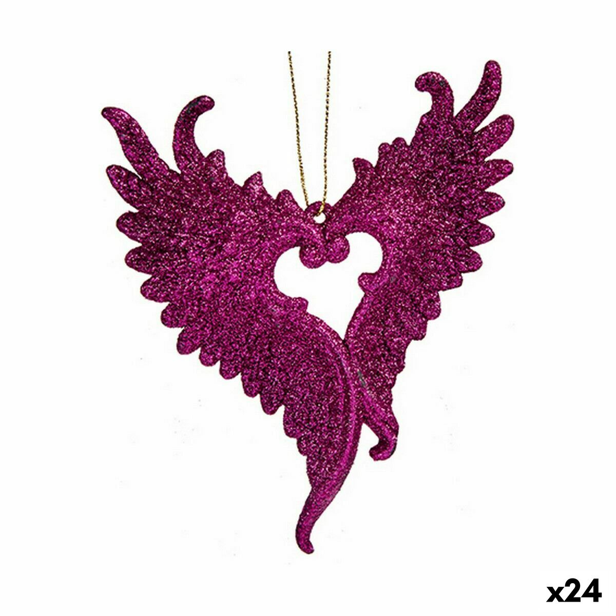Julgranskula Krist+ Fuchsia Plast Glitter Änglavingar 12 x 13 x 2,5 cm (24 antal) - 3