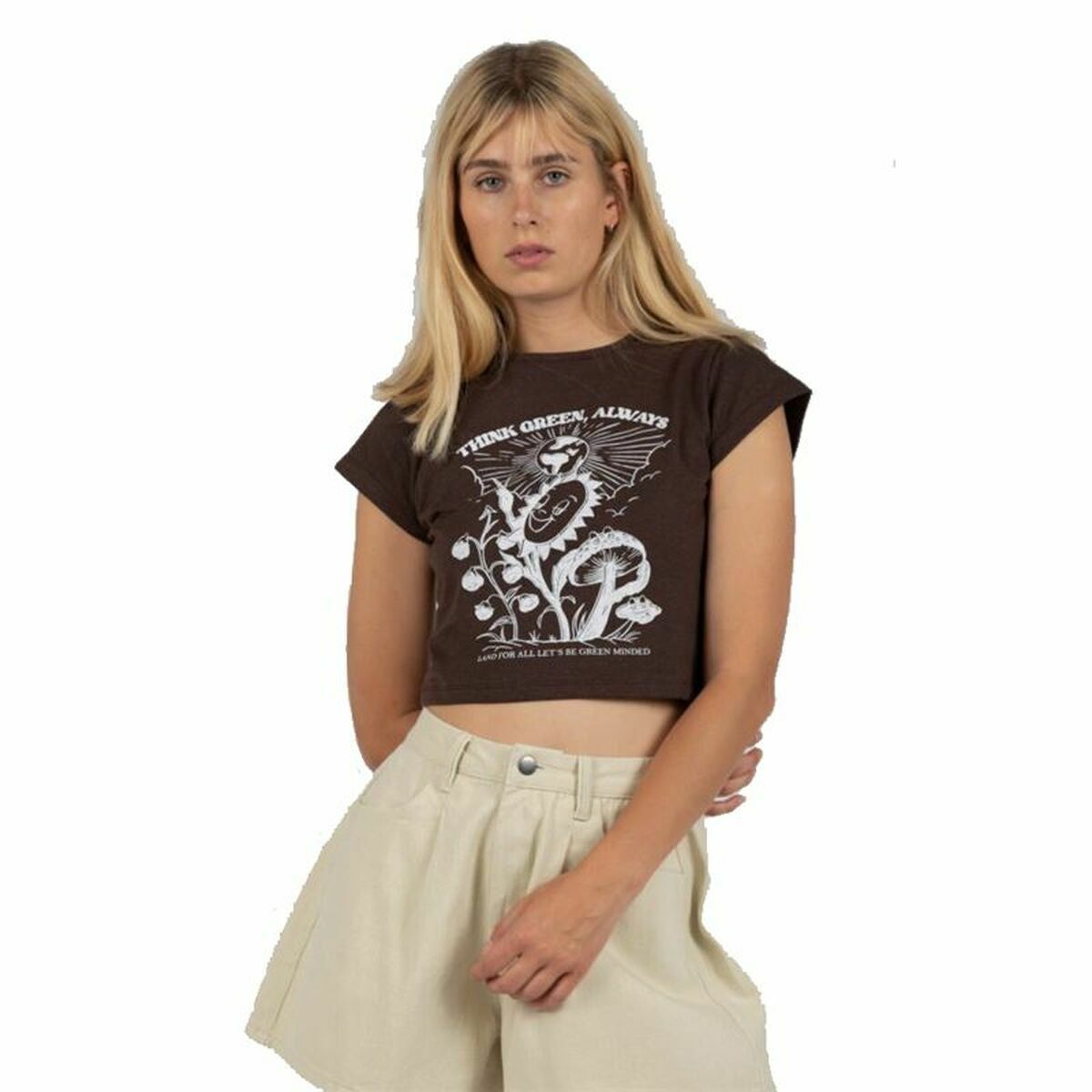 T-shirt med kortärm Dam 24COLOURS Casual Brun - 7