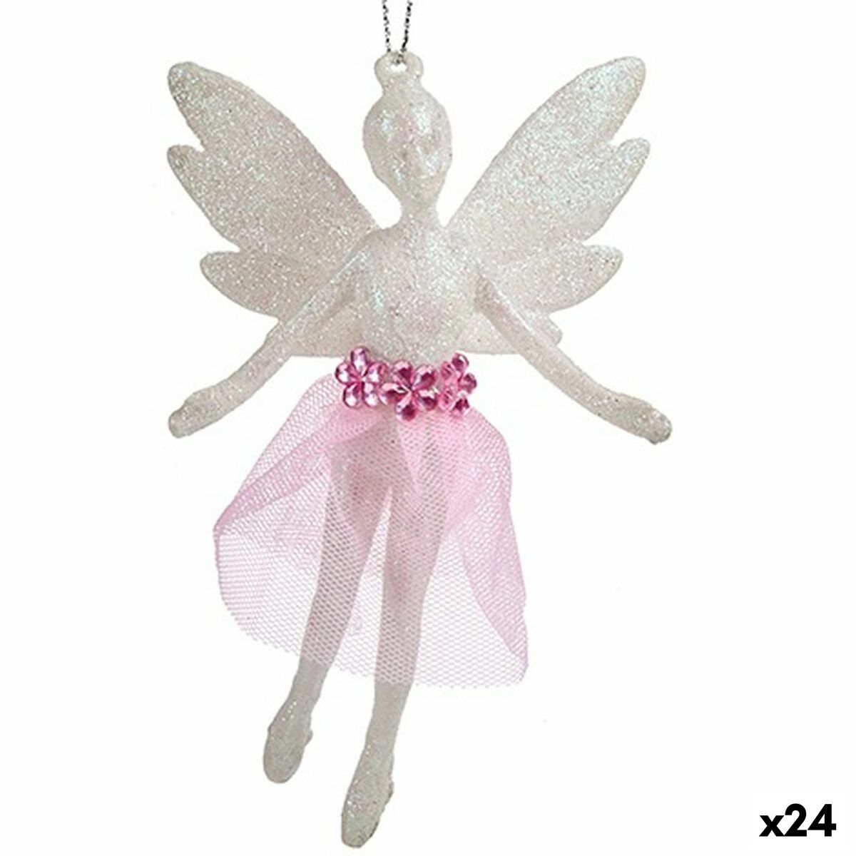 Julgranskula Krist+ Vit Plast Glitter Fe 8 x 12 x 5 cm 8 x 13 x 4 cm (24 antal) - 3