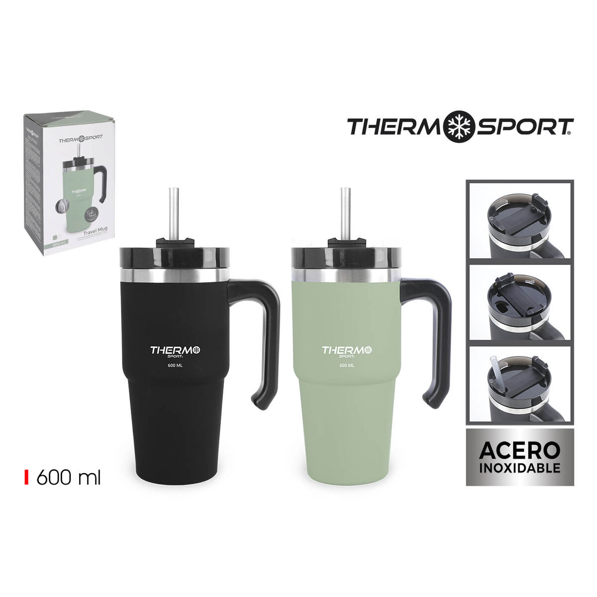 Termosmugg med lock ThermoSport 600 ml (12 antal) - 2