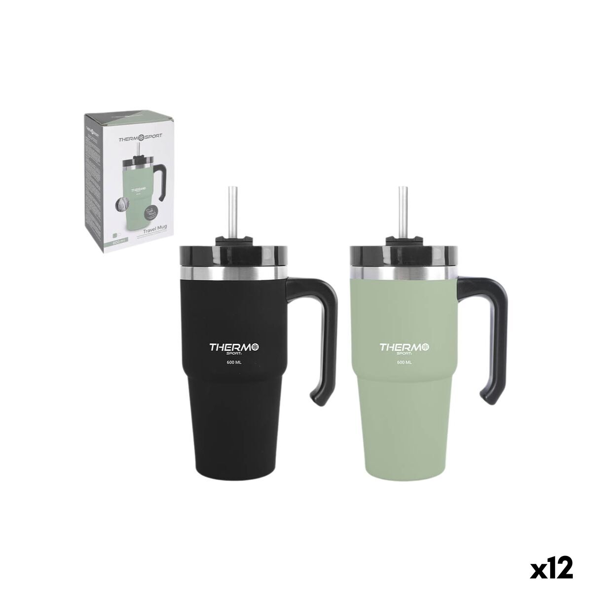Termosmugg med lock ThermoSport 600 ml (12 antal)