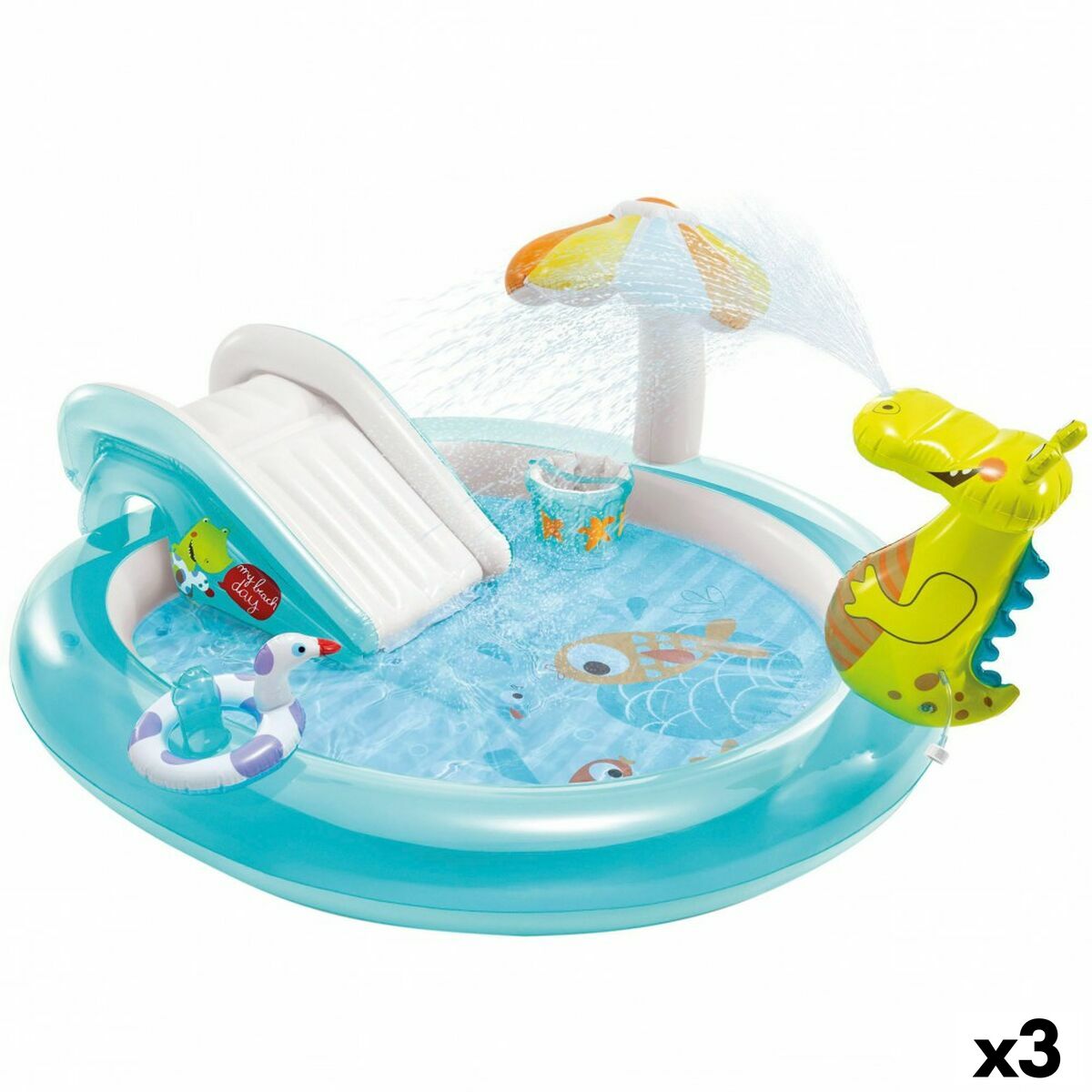 Uppblåsbar plaskpool för barn Intex Lekplats Krokodil 201 x 84 x 17 cm (3 antal) - 5