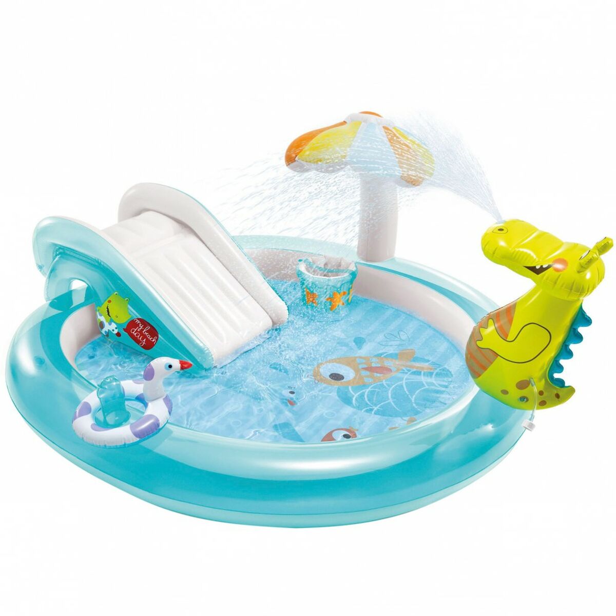 Uppblåsbar plaskpool för barn Intex Lekplats Krokodil 201 x 84 x 17 cm (3 antal) - 10