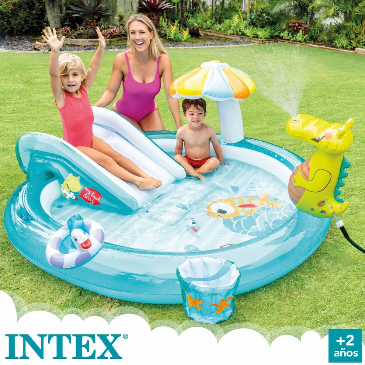 Uppblåsbar plaskpool för barn Intex Lekplats Krokodil 201 x 84 x 17 cm (3 antal) - 8